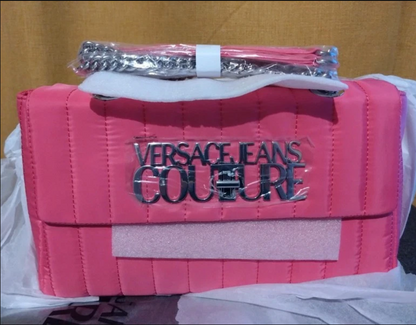 Versace Jeans Couture Soft Logo Lock Shoulder Bag – Pink | New with Tags