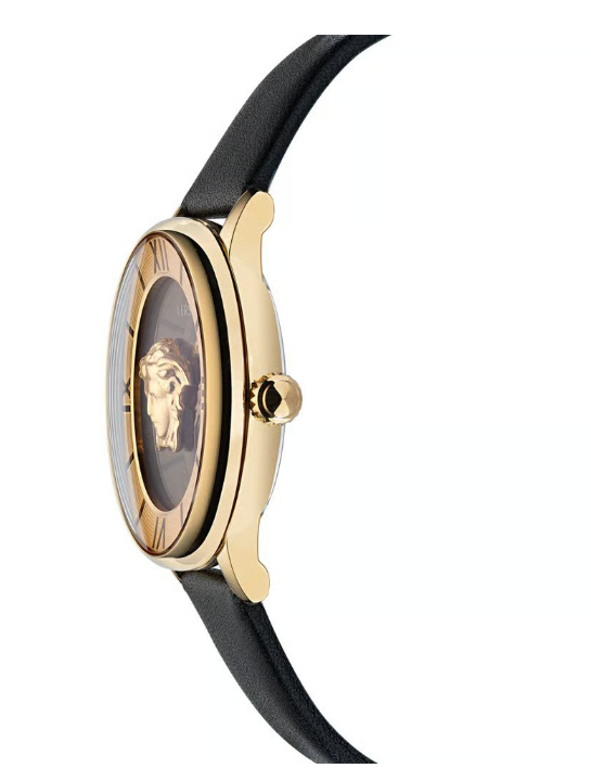Versace La Medusa Women’s Gold & Black Leather Watch – 38mm Swiss Made